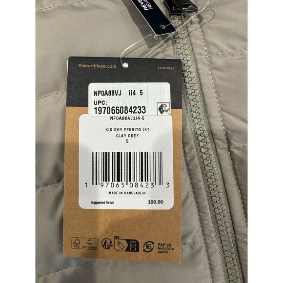 The North Face Little Kids’ Reversible Perrito Hooded Jacket Clay Grey SZ 5 NWT - Picture 7 of 7